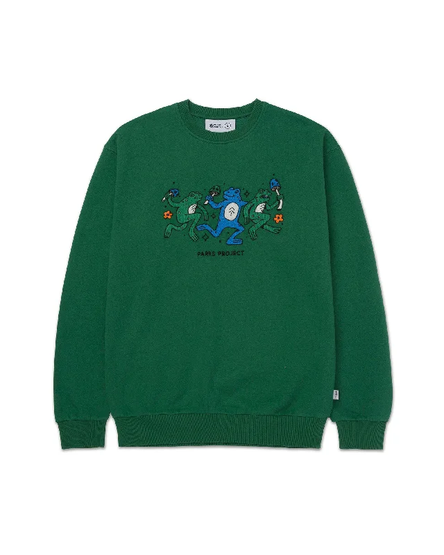 Elegant Wear Dancin' Frogs Embroidered Crew