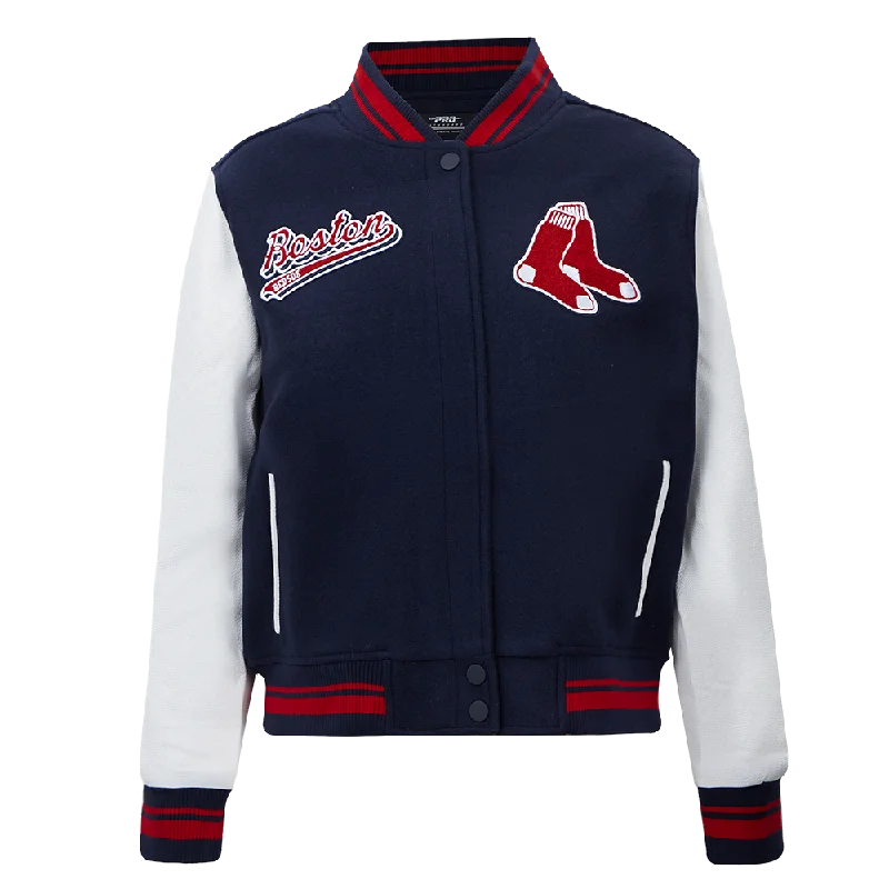 Casual And Versatile MLB BOSTON RED SOX SCRIPT TAIL WOMEN'S WOOL VARSITY JACKET (MIDNIGHT NAVY/RED/MIDNIGHT NAVY) Casual And Versatile MLB BOSTON RED SOX SCRIPT TAIL WOMEN'S WOOL VARSITY JACKET (MIDNIGHT NAVY/RED/MIDNIGHT NAVY)
