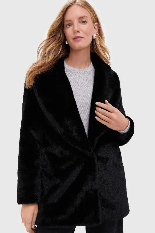 Comfortable Outfits Faux Fur Mid Length Coat