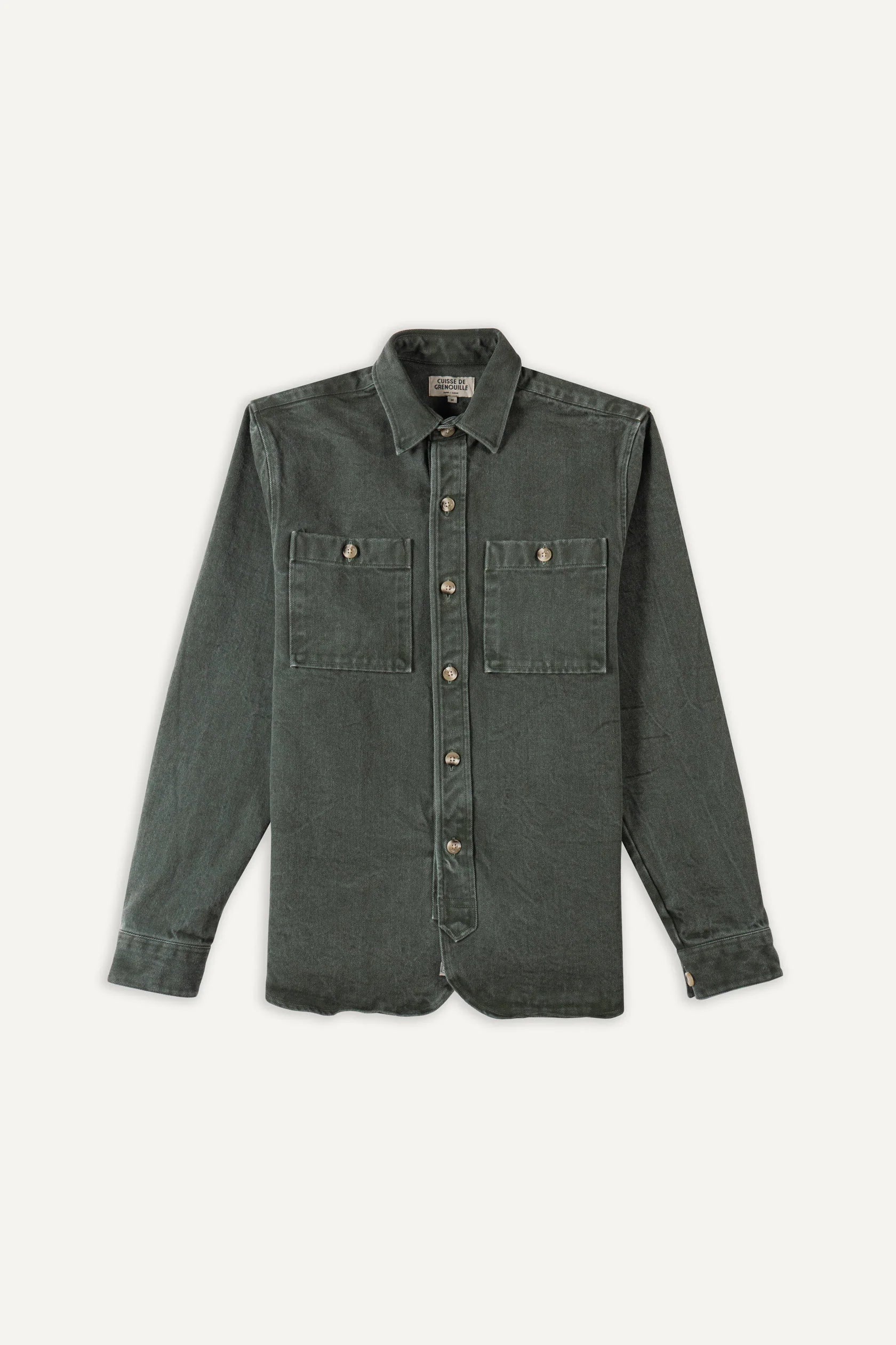 Noble Temperament Cuisse de Grenouille Khaki Green Washed Paris Over Shirt