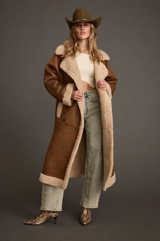 Noble And Elegant Livingston Brown Sherpa Coat
