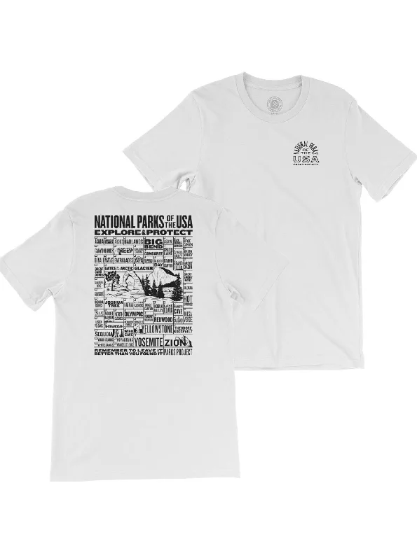 Noble And Elegant National Parks of The US Checklist Tee - White