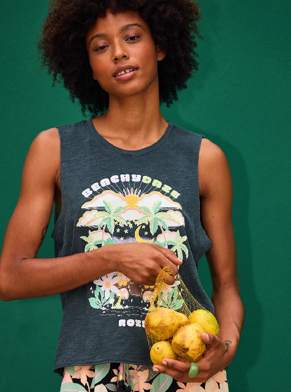 Comfortable Tops Beachy Days Muscle Tank - Anthracite