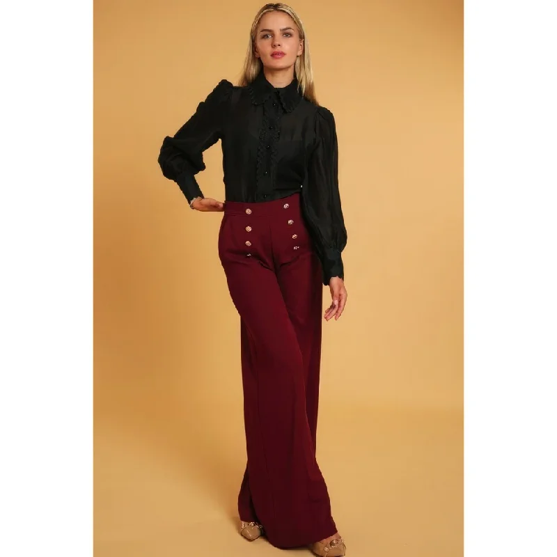 Weekend Wear High-Waist Design and Wide-Leg Dressy Pants