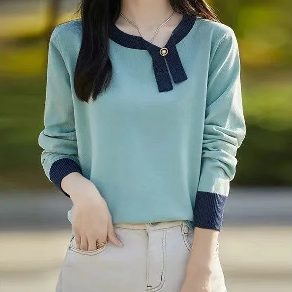 Stylish Comfort Women's Temperament Crew Neck Pullover Long-sleeved T-shirt