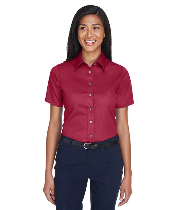 Elegant And Charming M500SW - Harriton Ladies Easy Blend™ Short-Sleeve Twill Shirt with Stain-Release | Wine Elegant And Charming M500SW - Harriton Ladies Easy Blend™ Short-Sleeve Twill Shirt with Stain-Release | Wine
