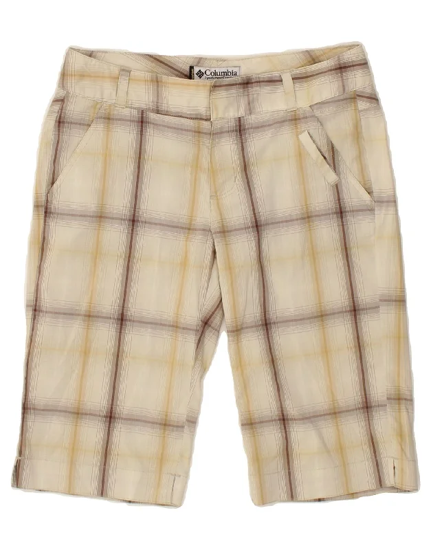 Modern Comfort COLUMBIA Womens Bermuda Shorts US 4 Small W28 Beige Check Cotton