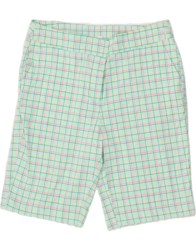 Feminine Charm IZOD Womens Golf Bermuda Shorts US 14 XL W36  Green Check Polyester
