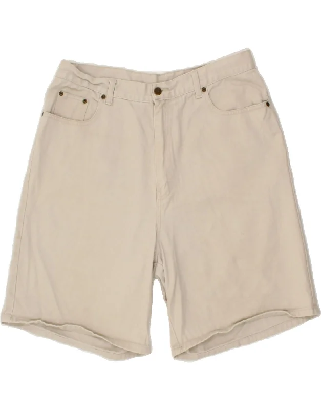 High-end Sense EDDIE BAUER Womens Loose Fit Denim Shorts US 18 XL W36 Beige Cotton