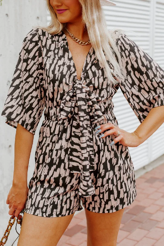 Warm Wear RILLIE LEOPARD FRONT KNOT ROMPER